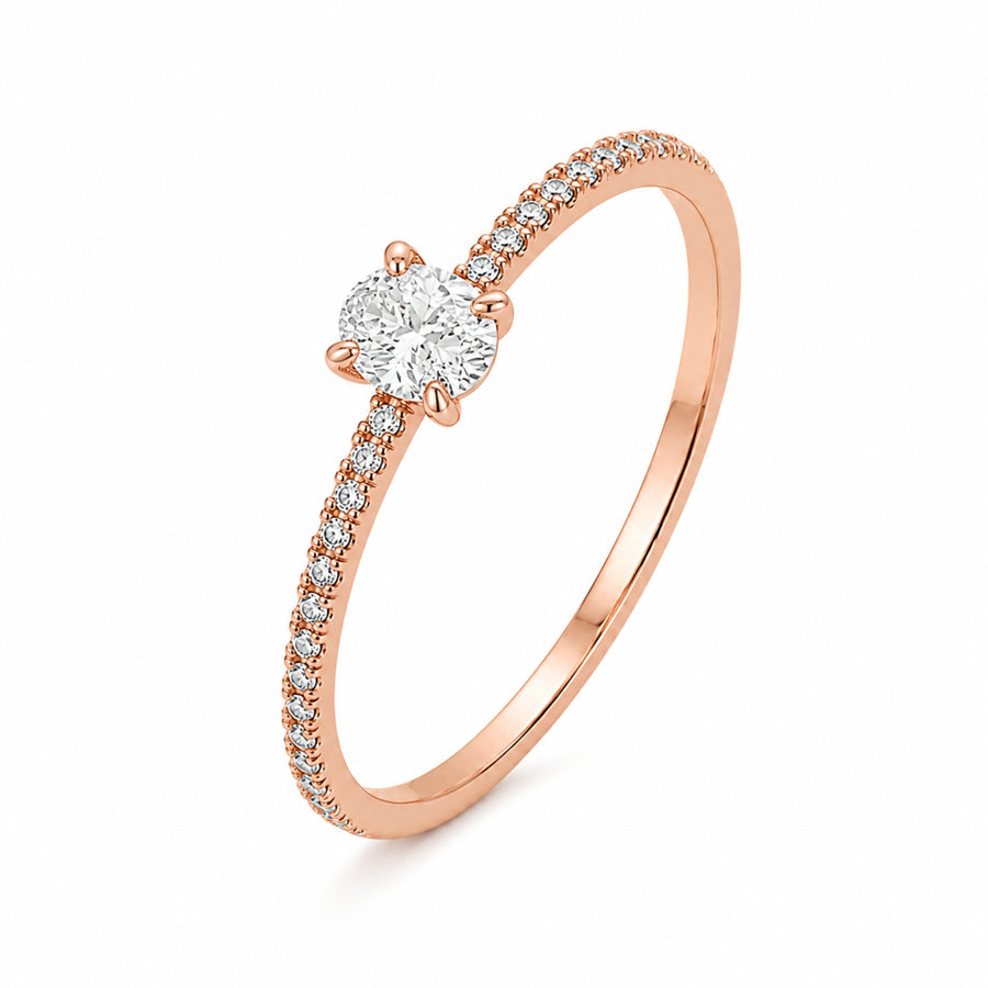 925 Sterling Silver Oval Solitaire CZ Ring