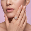 925 Sterling Silver Halo Cluster CZ Ring
