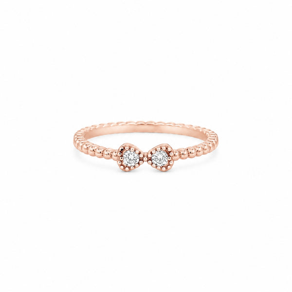 925 Sterling Silver Double CZ Beaded Ring