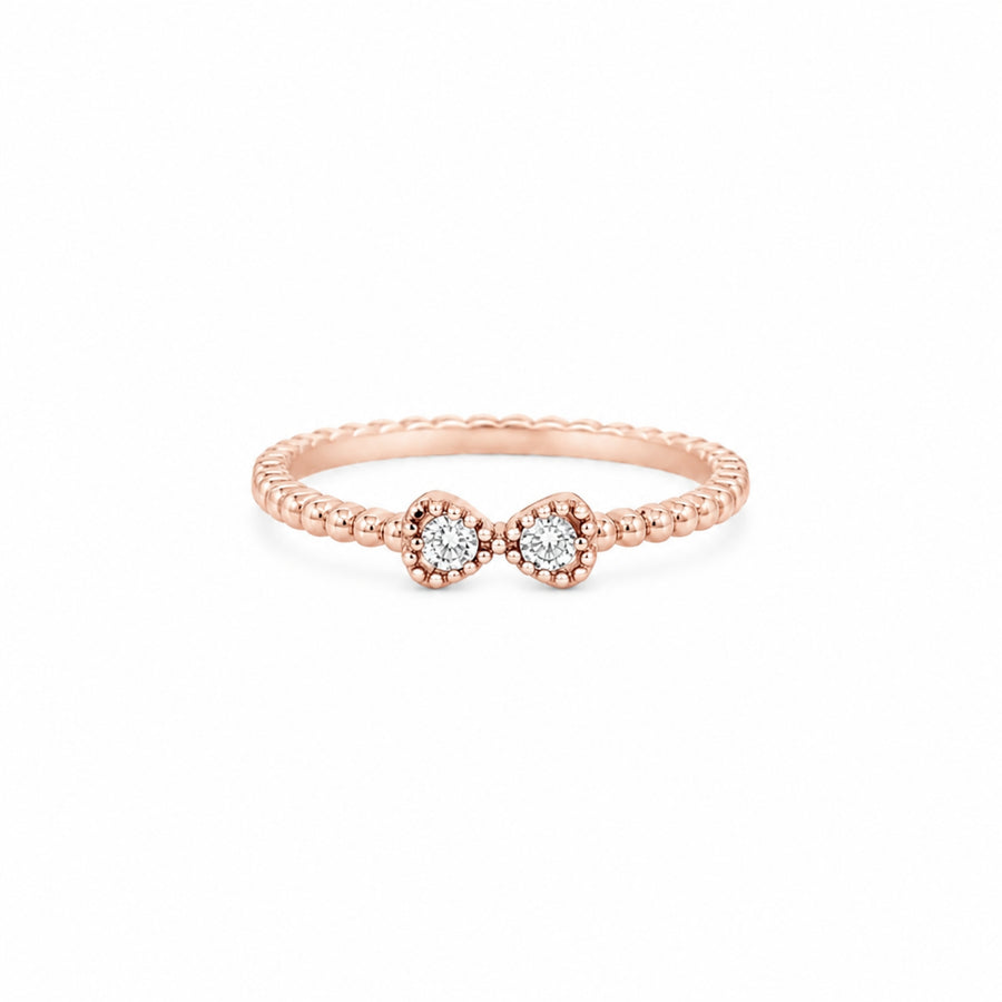 925 Sterling Silver Double CZ Beaded Ring