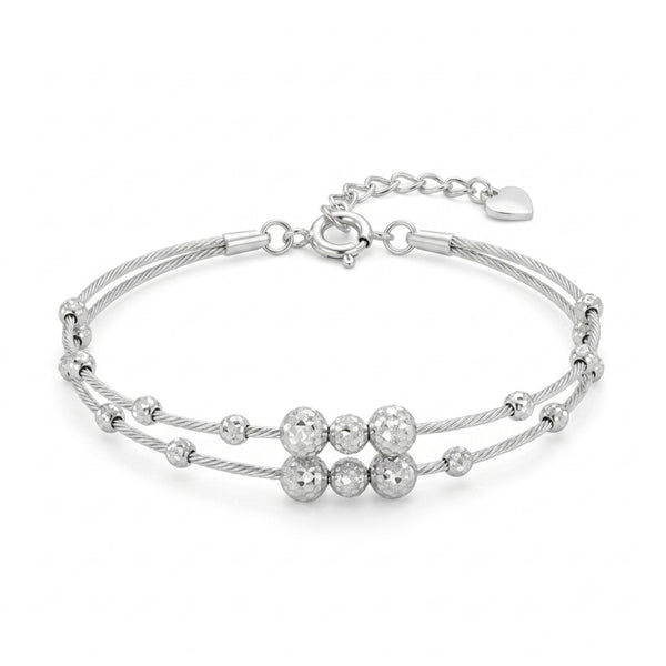 The Contemporary Dual-Strand Sphere Silver Kada