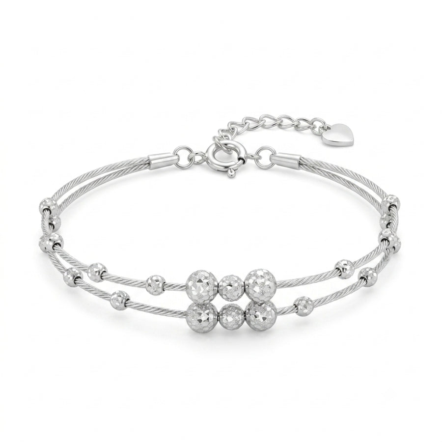The Contemporary Dual-Strand Sphere Silver Kada