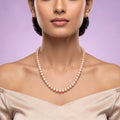 Elegant Pink Freshwater Button Pearl Necklace – 21-Inch Classic Pearl Strand with Adjustable Gold-Tone Clasp