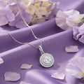 925 Sterling Silver Round Double Halo Cubic Zirconia Solitaire Pendant