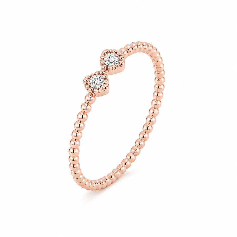 925 Sterling Silver Double CZ Beaded Ring