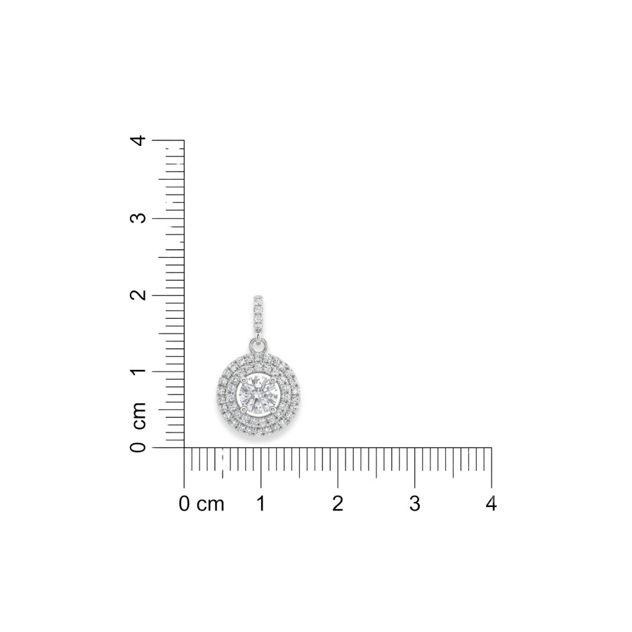 925 Sterling Silver Round Double Halo Cubic Zirconia Solitaire Pendant
