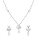 925 Sterling Silver Freshwater Pearls Openwork Drop Pendant Necklace