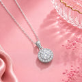 925 Sterling Silver Round Halo Cubic Zirconia Solitaire Pendant