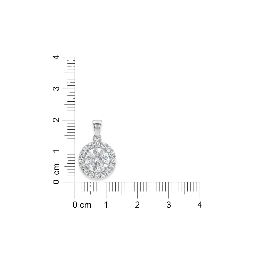 925 Sterling Silver Round Halo Cubic Zirconia Solitaire Pendant