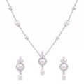 925 Sterling Silver Freshwater Pearls Floral Halo Drop Pendant Necklace