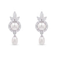 925 Sterling Silver Freshwater Pearls Floral Halo Drop Pendant Necklace