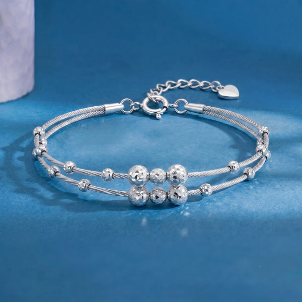 The Contemporary Dual-Strand Sphere Silver Kada