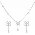 925 Sterling Silver Freshwater Pearls Flower Drop Pendant Necklace