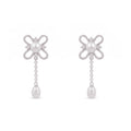 925 Sterling Silver Freshwater Pearls Flower Drop Pendant Necklace