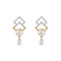 925 Sterling Silver Freshwater Pearls Geometric Drop Pendant Necklace