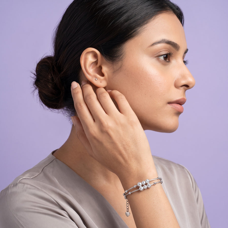 The Contemporary Dual-Strand Sphere Silver Kada