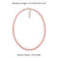 Elegant Pink Freshwater Button Pearl Necklace – 21-Inch Classic Pearl Strand with Adjustable Gold-Tone Clasp