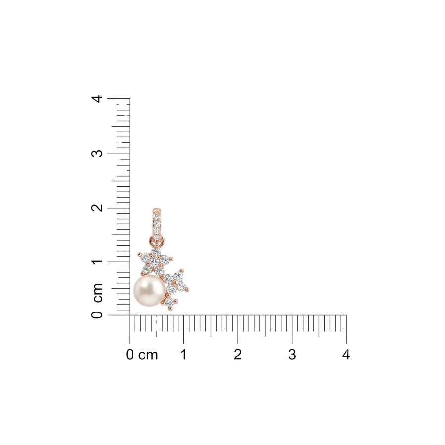 925 Sterling Silver Floral Pearl & Cubic Zirconia Rose Gold Pendant