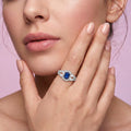 925 Sterling Silver Blue CZ Halo Ring