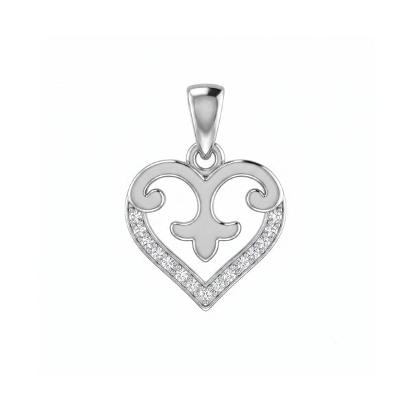 925 Sterling Silver Royal Heart CZ Pendant