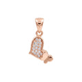925 Rose Gold Plated Sterling Silver Pavé Butterfly Heart Pendant