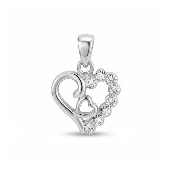 925 Sterling Silver Triple Heart CZ Pendant