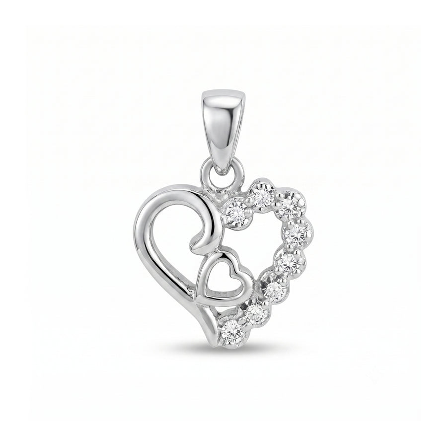 925 Sterling Silver Triple Heart CZ Pendant