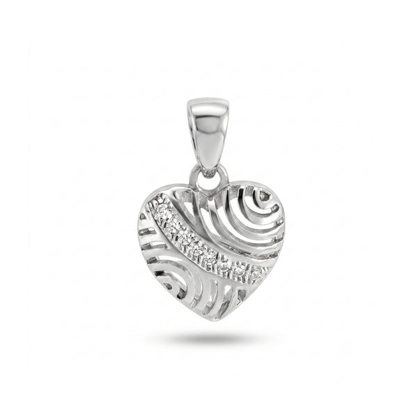 925 Sterling Silver CZ Heart Pendant