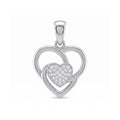 925 Sterling Silver Interlocking Heart CZ Pendant