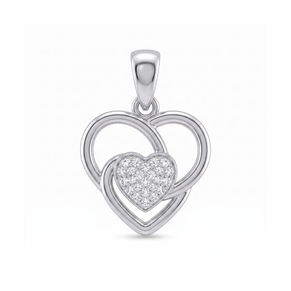 925 Sterling Silver Interlocking Heart CZ Pendant