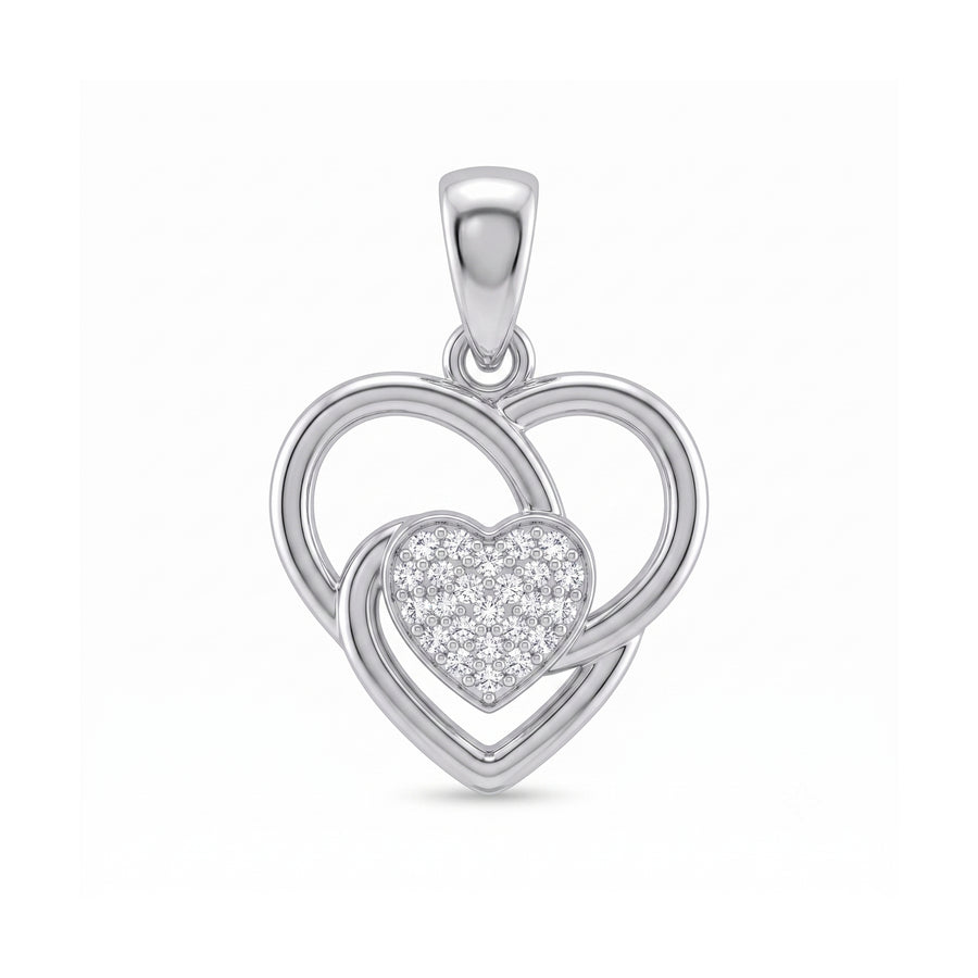 925 Sterling Silver Interlocking Heart CZ Pendant