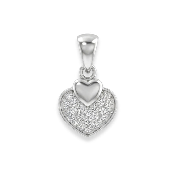 Title:
925 Sterling Silver Dual Heart Pavé Cubic Zirconia Pendant