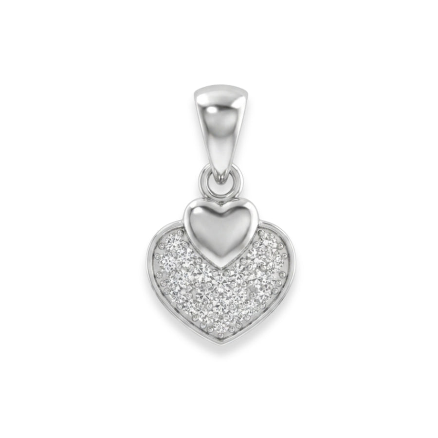 Title:
925 Sterling Silver Dual Heart Pavé Cubic Zirconia Pendant