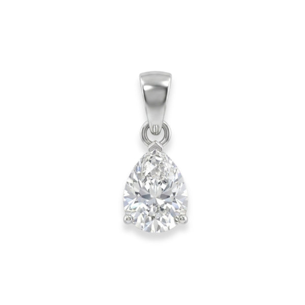 925 Sterling Silver Pear Cut Cubic Zirconia Solitaire Pendant