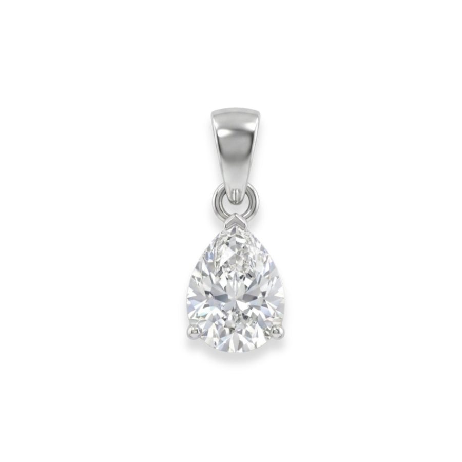 925 Sterling Silver Pear Cut Cubic Zirconia Solitaire Pendant