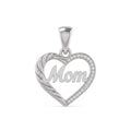 925 Sterling Silver Mom Heart CZ Pendant