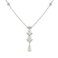 925 Sterling Silver Freshwater Pearls Leaf Drop Pendant Necklace