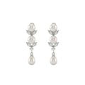 925 Sterling Silver Freshwater Pearls Leaf Drop Pendant Necklace