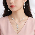 925 Sterling Silver Freshwater Pearls Leaf Drop Pendant Necklace
