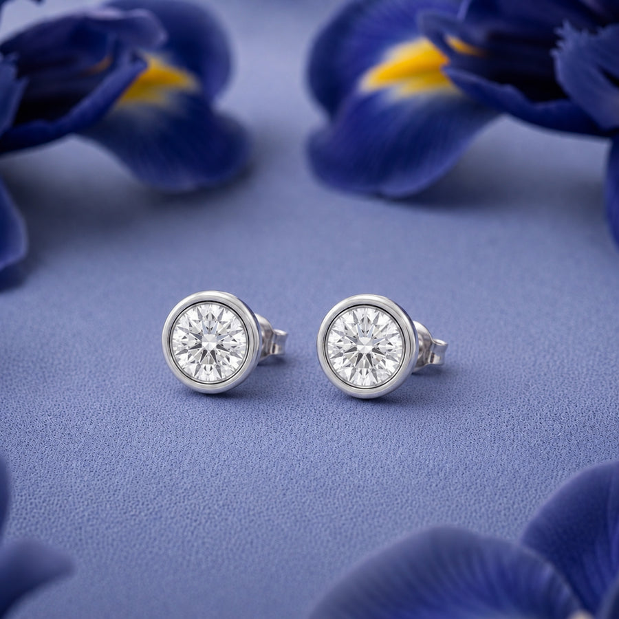 925 Silver Classic Round Solitaire Stud Earrings