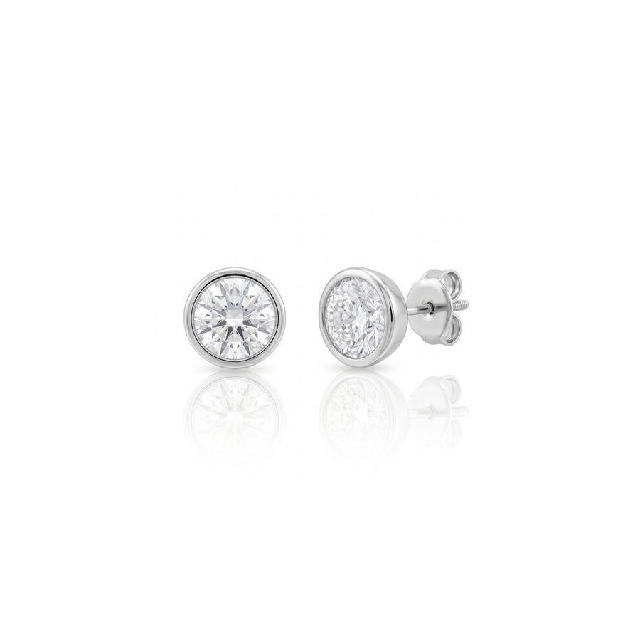 925 Silver Classic Round Solitaire Stud Earrings