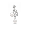 925 Sterling Silver Double Heart Pearl Pendant – Elegant CZ Accent Pearl Charm