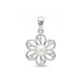 925 Sterling Silver Flower Pearl Pendant – Elegant Floral Pearl Charm