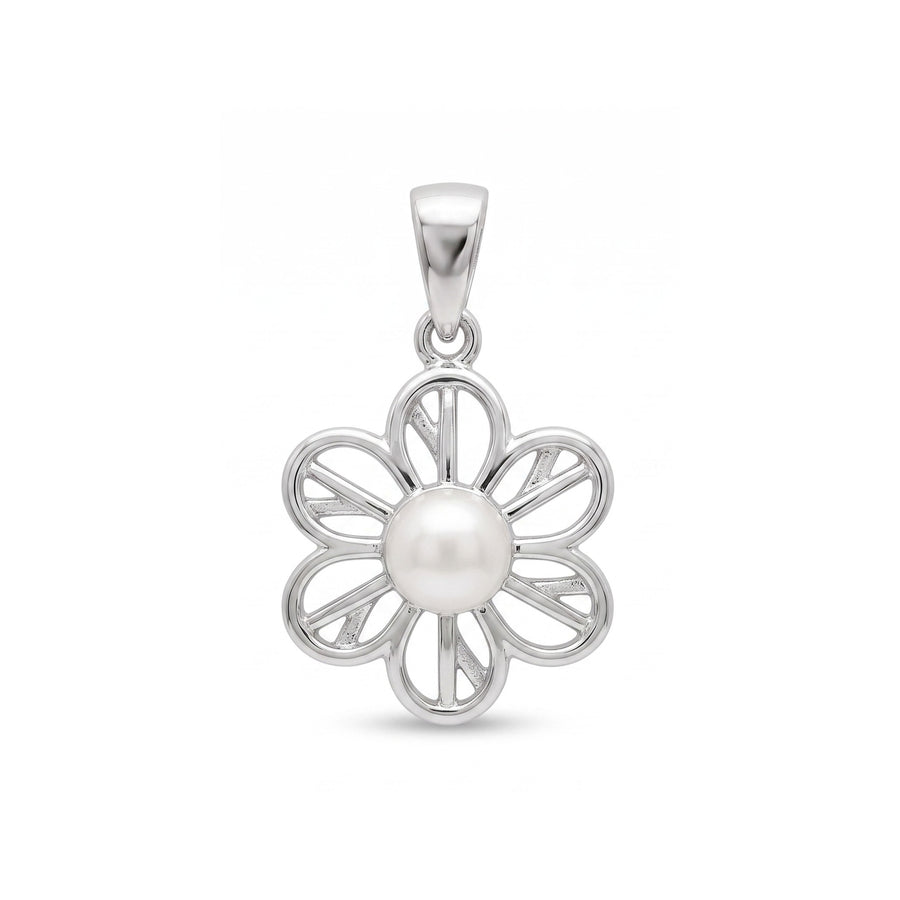 925 Sterling Silver Flower Pearl Pendant – Elegant Floral Pearl Charm