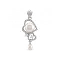 925 Sterling Silver Double Heart Pearl Drop Pendant