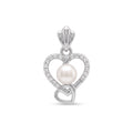 925 Sterling Silver Heart Pearl Pendant – CZ Heart Pearl Charm | Elegant Romantic Jewelry