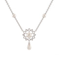 925 Sterling Silver Freshwater Pearls Floral Pendant Necklace & Stud Earrings Jewelry Set