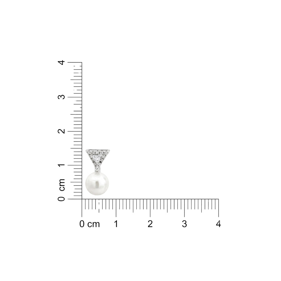 925 Silver Pearl Drop Triangle Stud Earrings