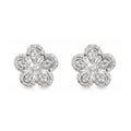 925 Silver Floral Crystal Stud Earrings