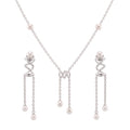 925 Sterling Silver Freshwater Pearls Spiral Tassel Pendant Necklace & Drop Earrings Jewelry Set